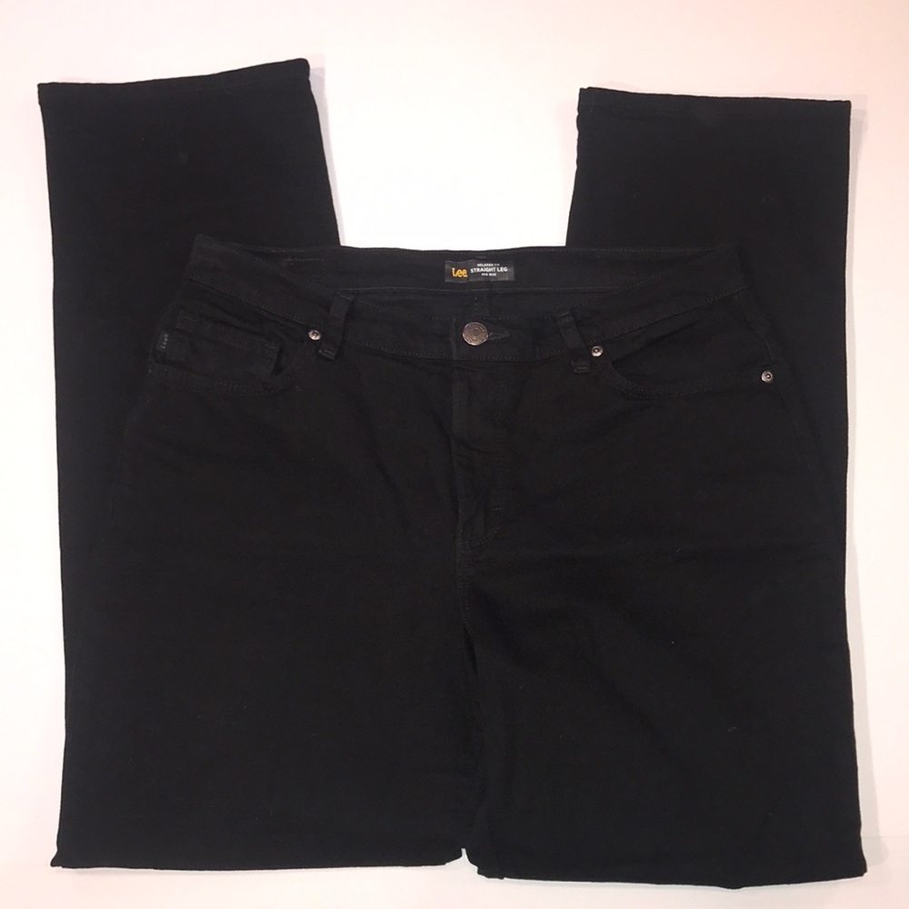 Lee Rider Black Straight Leg Mid Rise Size 12 EUC